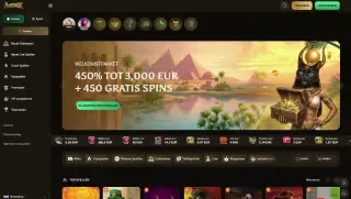 Amunbet Casino Startseite mit ägyptischem Thema